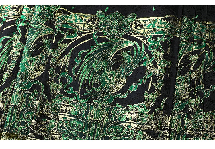 Close-up of Gold-Thread Floral Patterns on Mamianqun Skirt