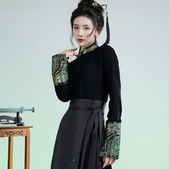 周仪-New Chinese style（hanfu）knitted tops Zhouyi-Black