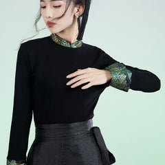 周仪-New Chinese style（hanfu）knitted tops Zhouyi-Black