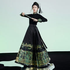 周仪-New Chinese style（hanfu）knitted tops Zhouyi-Black